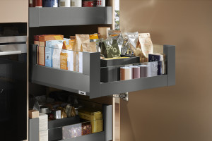 K-BLUM Merivobox, zásuvka E boxcover 450mm/70kg, tmavě šedá OG, vnitřní, sklo
