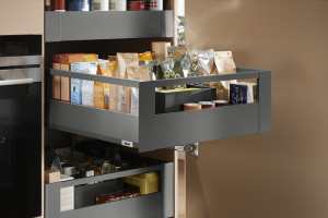 K-BLUM Merivobox, zásuvka E reling 450mm/40kg, tmavě šedá OG, vnitřní, reling