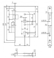 TWIN Dveřní zámek BMH 1000 PZW/65/72/20/0/9 P