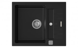StrongSinks S3 Dřez granit Vardar 615 615x500mm s odkapem a vaničkou černá