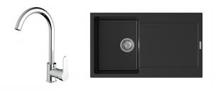 K-StrongSinks S3 Set dřez Zala 860x500mm granit černá + Baterie Seina chrom