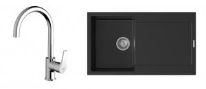 K-StrongSinks S3 Set dřez Zala 860x500mm granit černá + Baterie Rhona chrom