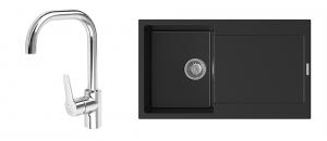 K-StrongSinks S3 Set dřez Zala 860x500mm granit černá + Baterie Garonne chrom