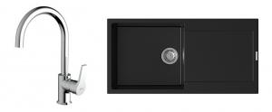 K-StrongSinks S3 Set dřez Zala 1000x500mm granit černá + Baterie Rhona chrom