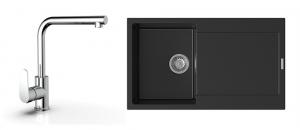 K-StrongSinks S3 Set dřez Zala 860x500mm granit černá + Baterie  Stréva chrom