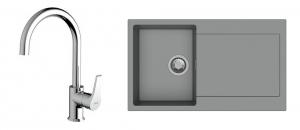 K-StrongSinks S3 Set dřez Zala 860x500mm granit šedá + Baterie Rhona chrom