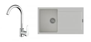K-StrongSinks S3 Set dřez Zala 860x500mm granit bílá + Baterie Seina chrom