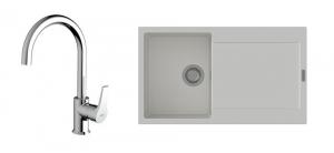 K-StrongSinks S3 Set dřez Zala 860x500mm granit bílá + Baterie Rhona chrom