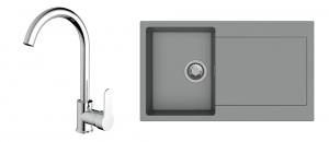 K-StrongSinks S3 Set dřez Zala 860x500mm granit šedá + Baterie Seina chrom
