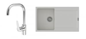 K-StrongSinks S3 Set dřez Zala 860x500mm granit bílá + Baterie Garonne chrom