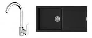 K-StrongSinks S3 Set dřez Zala 1000x500mm granit černá + Baterie Seina chrom