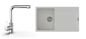 K-StrongSinks S3 Set dřez Zala 860x500mm granit bílá + Baterie  Stréva chrom