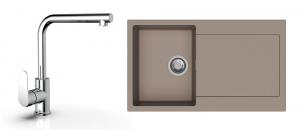 K-StrongSinks S3 Set dřez Zala 860x500mm granit béžová + Baterie  Stréva chrom