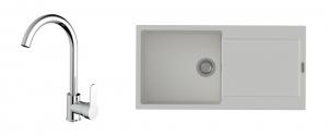 K-StrongSinks S3 Set dřez Zala 1000x500mm granit bílá + Baterie Seina chrom