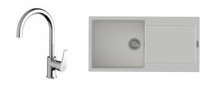 K-StrongSinks S3 Set dřez Zala 1000x500mm granit bílá + Baterie Rhona chrom