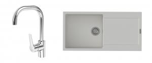 K-StrongSinks S3 Set dřez Zala 1000x500mm granit bílá + Baterie Garonne chr.