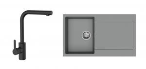 K-StrongSinks S3 Set dřez Zala 860x500mm granit šedá + Baterie Ipoly černá