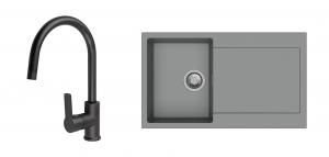 K-StrongSinks S3 Set dřez Zala 860x500mm granit šedá + Baterie Loira černá