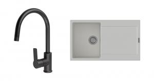 K-StrongSinks S3 Set dřez Zala 860x500mm granit bílá + Baterie Loira černá