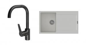 K-StrongSinks S3 Set dřez Zala 860x500mm granit bílá + Baterie Garonne černá