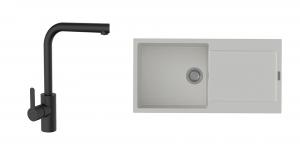 K-StrongSinks S3 Set dřez Zala 1000x500mm granit bílá + Baterie Ipoly černá