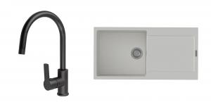 K-StrongSinks S3 Set dřez Zala 1000x500mm granit bílá + Baterie Loira černá