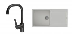 K-StrongSinks S3 Set dřez Zala 1000x500mm granit bílá + Baterie Garonne černá