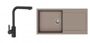 K-StrongSinks S3 Set dřez Zala 1000x500mm granit béžová + Baterie Ipoly černá