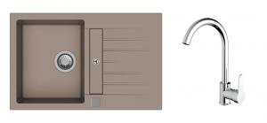 K-StrongSinks S3 Set dřez Vardar 780x500mm granit béžová + Baterie Seina chrom