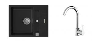 K-StrongSinks S3 Set dřez Vardar 615x500mm granit černá + Baterie Seina chrom