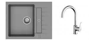 K-StrongSinks S3 Set dřez Vardar 615x500mm granit šedá + Baterie Rhona chrom