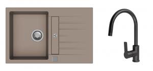 K-StrongSinks S3 Set dřez Vardar 780x500mm granit béžová + Baterie Loira černá