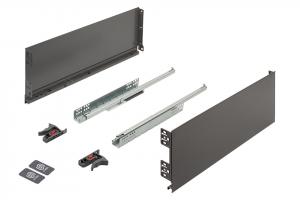 K-StrongMini zásuvka 185/550mm, tlumený plnovýsuv 30kg, šedá