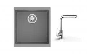 K-StrongSinks S3 Set dřez Hron 430x460mm granit šedá + Baterie  Stréva chrom