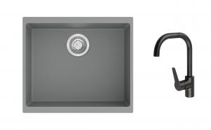 K-StrongSinks S3 Set dřez Hron 530x460mm granit šedá + Baterie Garonne černá