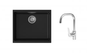 K-StrongSinks S3 Set dřez Hron 530x460mm granit černá + Baterie Garonne chrom