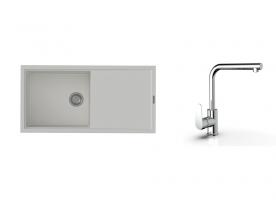K-StrongSinks S3 Set dřez Labe 1000x500mm granit bílá + Baterie  Stréva chrom