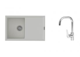 K-StrongSinks S3 Set dřez Labe 780x500mm granit bílá + Baterie Garonne chrom