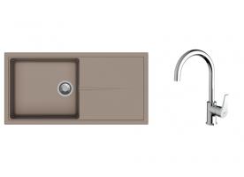 K-StrongSinks S3 Set dřez Labe 1000x500mm granit béžová + Baterie Rhona chrom
