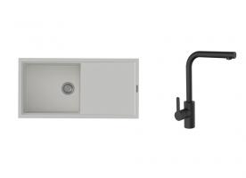 K-StrongSinks S3 Set dřez Labe 1000x500mm granit bílá + Baterie Ipoly černá