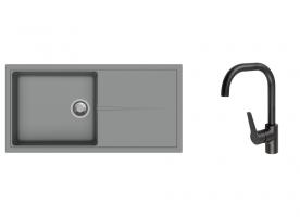 K-StrongSinks S3 Set dřez Labe 1000x500mm granit šedá + Baterie Garonne černá