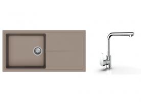 K-StrongSinks S3 Set dřez Labe 1000x500mm granit béžová + Baterie  Stréva chrom