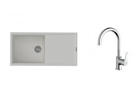 K-StrongSinks S3 Set dřez Labe 1000x500mm granit bílá + Baterie Rhona chrom