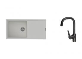 K-StrongSinks S3 Set dřez Labe 1000x500mm granit bílá + Baterie Garonne černá