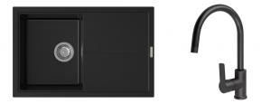 K-StrongSinks S3 Set dřez Labe 780x500mm granit černá + Baterie Loira černá