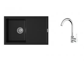K-StrongSinks S3 Set dřez Labe 780x500mm granit černá + Baterie Seina chrom
