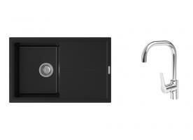 K-StrongSinks S3 Set dřez Labe 780x500mm granit černá + Baterie Garonne chrom