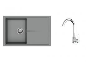 K-StrongSinks S3 Set dřez Labe 780x500mm granit šedá + Baterie Seina chrom