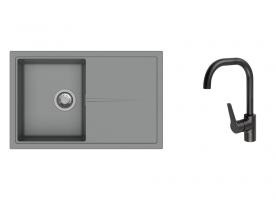 K-StrongSinks S3 Set dřez Labe 780x500mm granit šedá + Baterie Garonne černá
