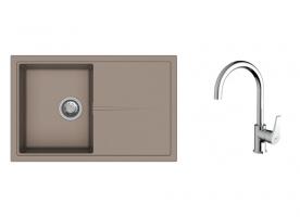 K-StrongSinks S3 Set dřez Labe 780x500mm granit béžová + Baterie Rhona chrom